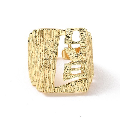 Rectangle with Word Mco Brass Open Cuff Ring RJEW-G270-06G-1