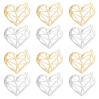 12Pcs 2 Colors 201 Stainless Steel Pendants STAS-DC0010-59-1
