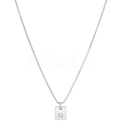 1Pc Stainless Steel Letter Rectangle Pendant Necklaces NJEW-LP0001-34Q-P-1