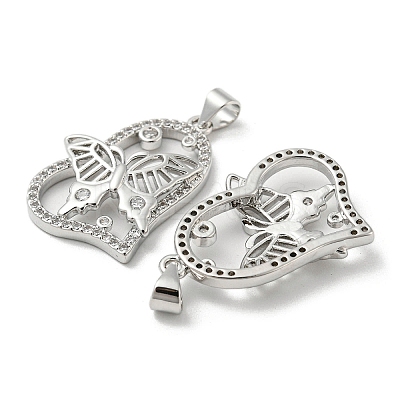Rack Plating Brass Micro Pave Cubic Zirconia Pendants KK-F869-23P-1