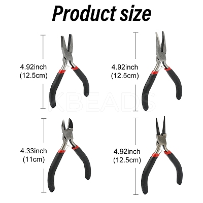 4Pcs 4 Styles Carbon Steel Flat Nose Pliers for Jewelry Making Supplies TOOL-YW0001-80-1