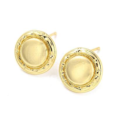 Rack Plating Brass Flat Round Stud Earrings for Women EJEW-F326-27G-1
