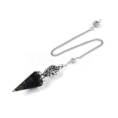 Natural Obsidian Chip & Epoxy Resin Dowsing Pendulum Big Pendants AJEW-N004-01B-1
