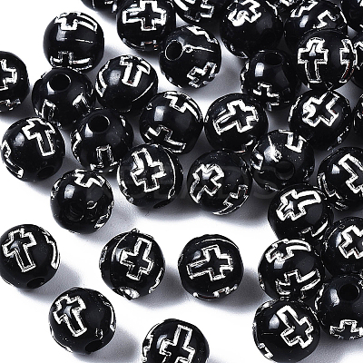 500Pcs Plating Acrylic Beads PACR-SP0001-09C-1