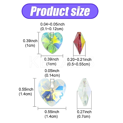 40Pcs 8 Colors Electroplate Glass Charms GGLA-YW0001-16-1