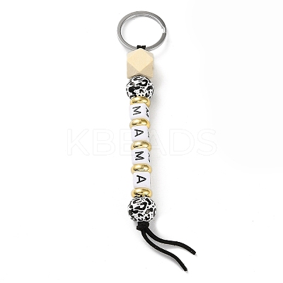 Mother's Day Wood and Plastic Beads Keychain Decorationes LS-KEYC-B016-02-1