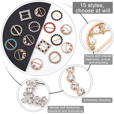 15Pcs 15 Style Alloy Buckles JEWB-PH0001-22-1