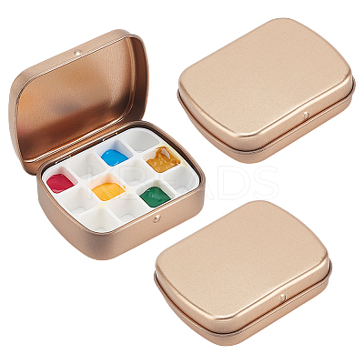 Rectangle Iron Tin Cans with 12-Grid Plastic Empty Watercolor Paint Pans CON-PH0003-12-1