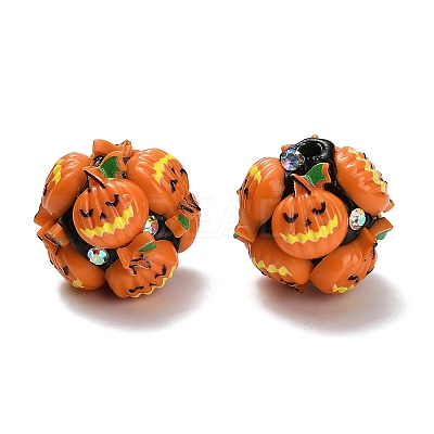Halloween Theme Polymer Clay Rhinestone Beads with Resin RESI-Z045-02B-02-1