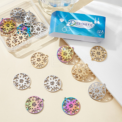 18Pcs 3 Colors 304 Stainless Steel Pendant STAS-DC0012-38-1