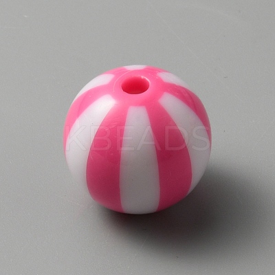 Opaque Acrylic Striped Beads SACR-WH0009-10D-1