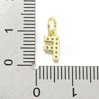 Letter Brass Micro Pave Clear Cubic Zirconia Pendants KK-K354-06G-F-1