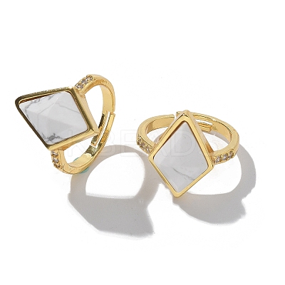 Rhombus Natural & Synthetic Gemstone Finger Rings RJEW-B113-01G-2-1