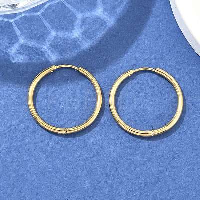 Ion Plating(IP) 304 Stainless Steel Huggie Hoop Earrings LS-EJEW-F111A-25mm-G-1