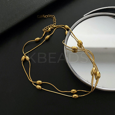 304 Stainless Steel Satellite Chains Double Layer Wrap Bracelet BJEW-K235-02G-1