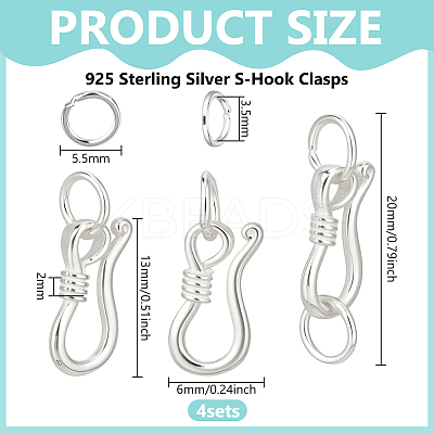 925 Sterling Silver S-Hook Clasps FIND-BC0014-25A-1