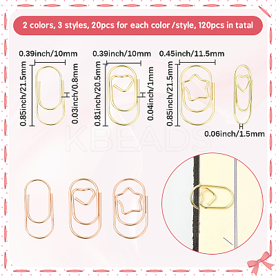 120Pcs 6 Styles Oval Iron Paper Clips AJEW-SP0003-02-1