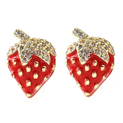Brass Micro Pave Clear Cubic Zirconia Stud Earrings EJEW-G430-01G-1