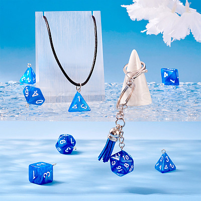 2 Sets Resin Polyhedral Dice Pendants Set RESI-TA0003-18C-1