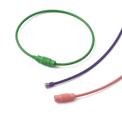 Spray Painted 201 Stainless Steel Wire Cable Keychains BJEW-YW0001-10A-1