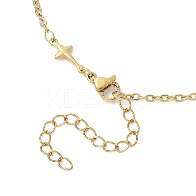304 Stainless Steel Cross Link Anklets AJEW-AN00722-02-1