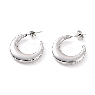 Non-Tarnish 304 Stainless Steel Crescent Moon Stud Earrings for Women LS-EJEW-F280-05D-P-1