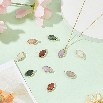 10Pcs 5 Styles Gemstone Faceted Horse Eye Pendants G-HY0001-82-1