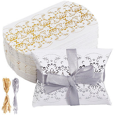 40Sets 2 Colors Hot Stamping Pillow Cardboard Paper Printed Candy Boxes CON-BBC0001-13B-1