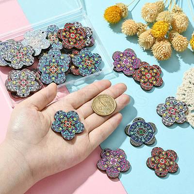 30Pcs 5 Colors Printed Natural Basswood Pendants WOOD-CJ0001-86-1