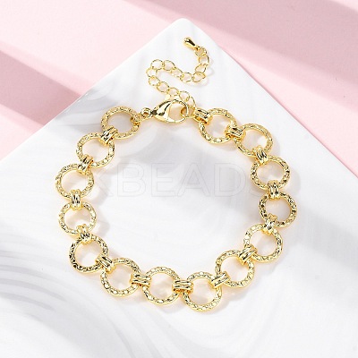 Brass Ring Chain Link  Bracelets for Women Men BJEW-K273-16G-1