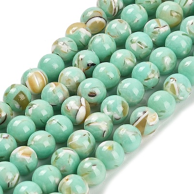 Assembled Synthetic Stone and Trochus Shell Beads Strands G-B128-08B-02-1