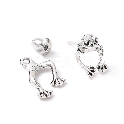 Alloy Frog Front Back Stud Earrings for Men Women LS-EJEW-H088-01AS-1