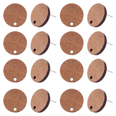 20 Pairs Walnut Wood Stud Earring Findings MAK-TAG0001-01-1