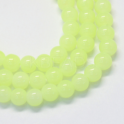 Baking Paint Imitation Jade Glass Round Bead Strands DGLA-Q021-8mm-21-1