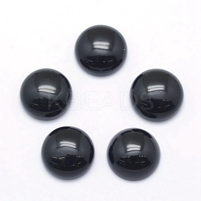 Natural Dyed & Heated Black Agate Cabochons G-P393-R02-8MM-1
