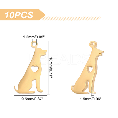 10Pcs 201 Stainless Steel Pendants STAS-UN0030-51-1
