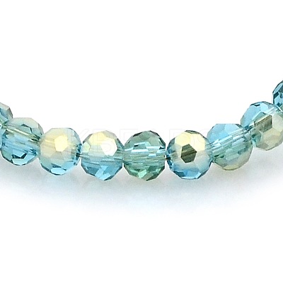 Half Rainbow Plated Glass Faceted(32 Facets) Round Spacer Beads Strands GLAA-A027-3mm-HR04-1