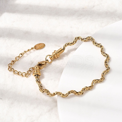 304 Stainless Steel Singapore Chains Bracelets for Women BJEW-A158-02I-G-1