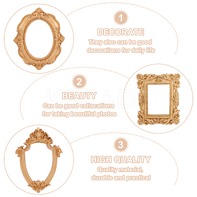 12Pcs 12 Styles Vintage Resin Picture Frame AJEW-AN0007-29-1