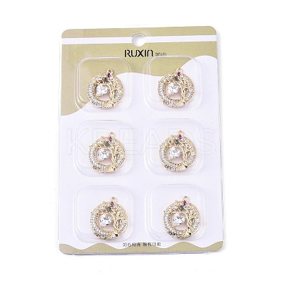 Brass Micro Pave Cubic Zirconia Pendants KK-T073-39G-1