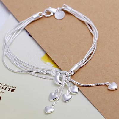 Latest Design Brass Heart Charm Bracelets For Women BJEW-BB12475-1
