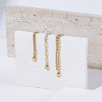 3Pcs 3 Styles Stainless Steel Chains Bracelets for Women BJEW-LP0001-21G-1