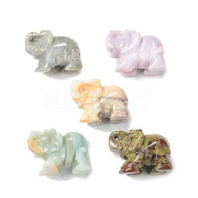 Elephant Natural Gemstone Figurine Display Decoration G-F737-02B-1