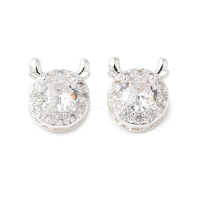 Brass Micro Pave Cubic Zirconia Beads KK-G531-01S-03-1