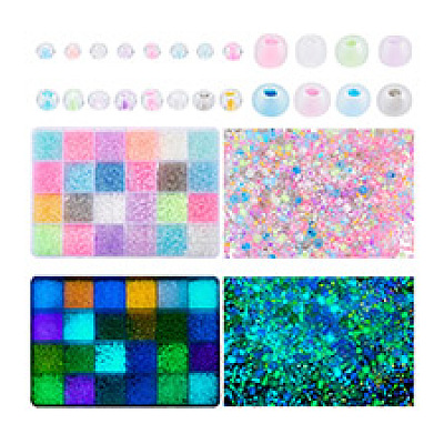 24 Styles Luminous Glass Seed Beads SEED-PH0001-72-1