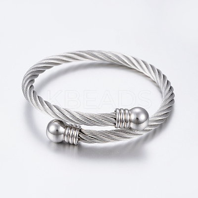 Tarnish Resistant 304 Stainless Steel Torque Bangles BJEW-G584-38P-1