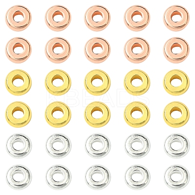 3 Colors Brass Flat Round Spacer Beads KK-FS0001-36-1