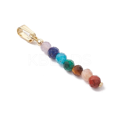 Chakra Natural Amethyst & Tiger Eye & Red Jasper & Lapis Lazuli & Apatite & Malachite & Sunstone Faceted Round Beaded Pendants X-PALLOY-JF03559-01-1