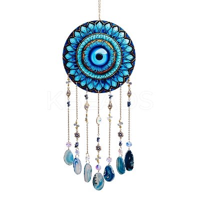 Acrylic Blue Evil Eye Hanging Suncatchers HJEW-F023-01-1