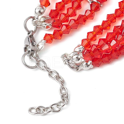 Red Glass Multi-Strand Beaded Bracelets BJEW-JB10709-1